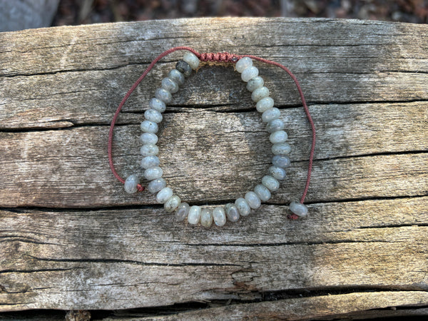 Bracelet Shamballa ajustable, perles en Labradorite naturelle