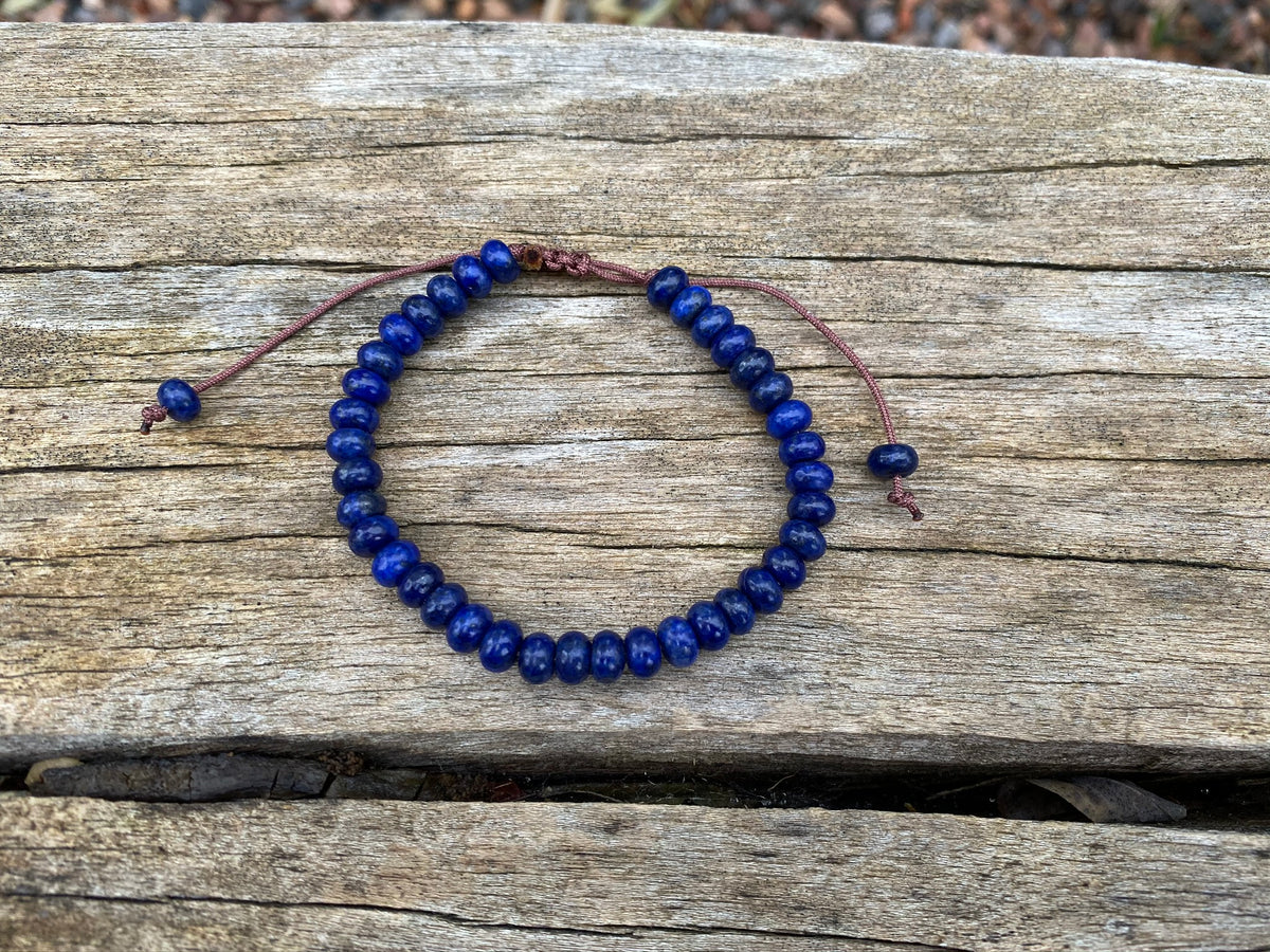 Bracelet Shamballa ajustable, perles en Lapis Lazuli naturel