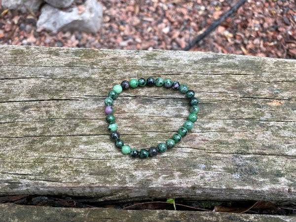 Bracelet élastique Lithothérapie en Rubis Zoïsite