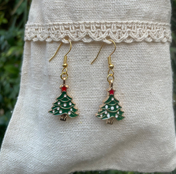 Boucles d'oreilles pendantes forme Sapin de Noël