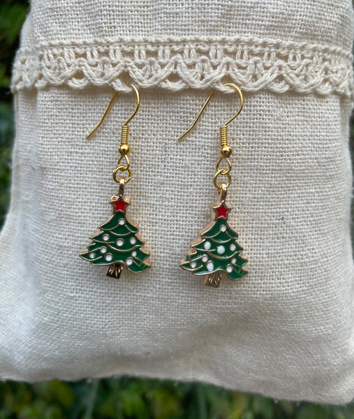 Boucles d'oreilles pendantes forme Sapin de Noël