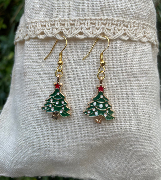 Boucles d'oreilles pendantes forme Sapin de Noël