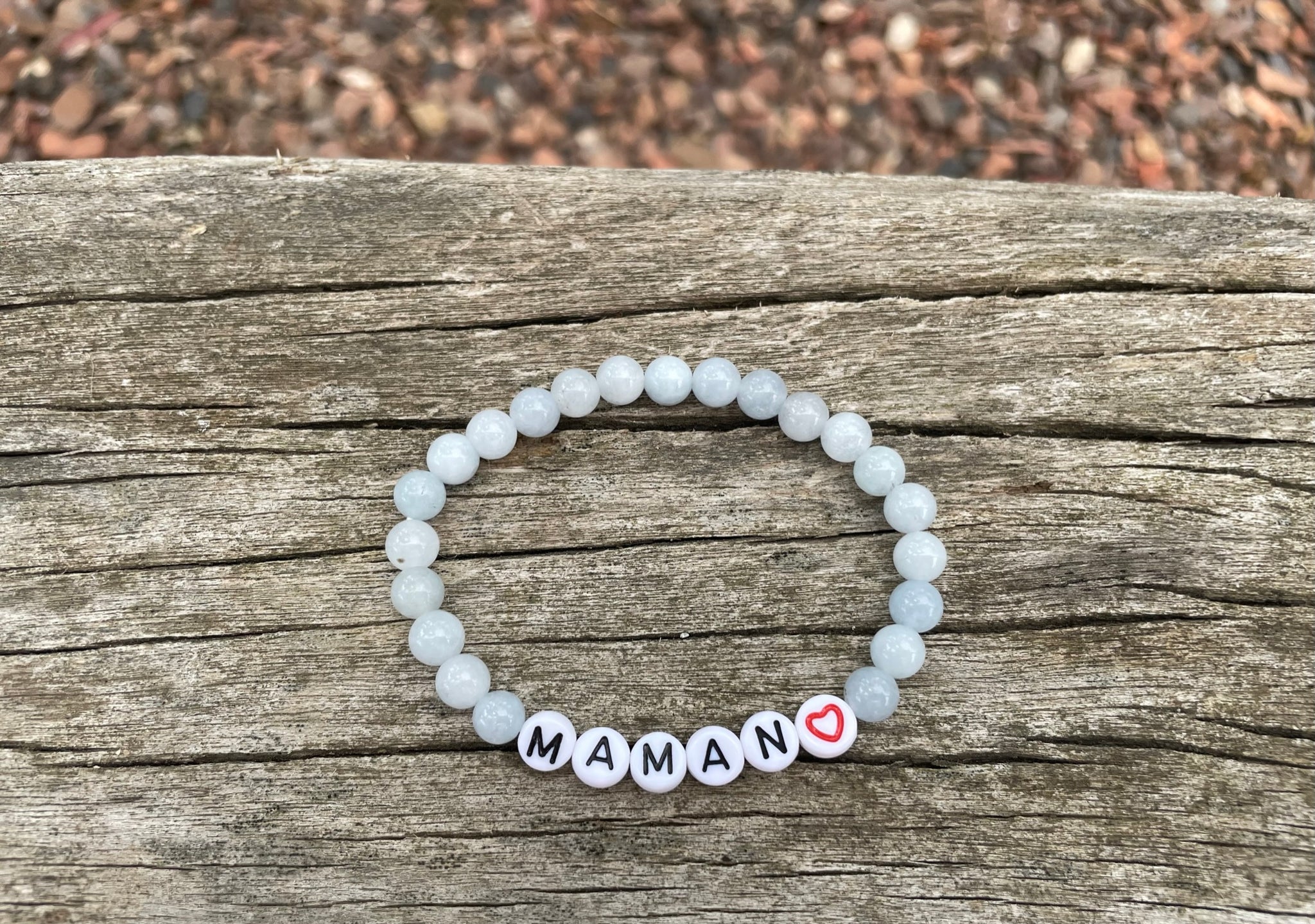 Bracelet élastique de Lithothérapie en Aigue Marine naturelle, Spécial Fête des Mères