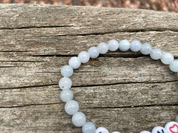 Bracelet élastique de Lithothérapie en Aigue Marine naturelle, Spécial Fête des Mères
