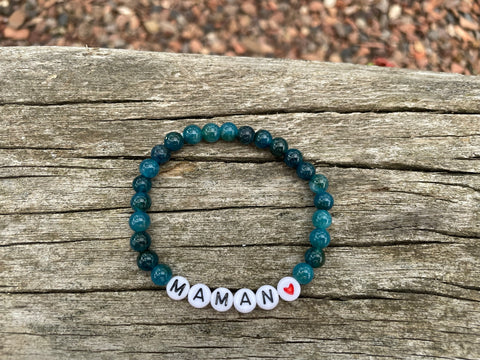 Bracelet élastique de Lithothérapie en Apatite naturelle, Spécial Fête des Mères