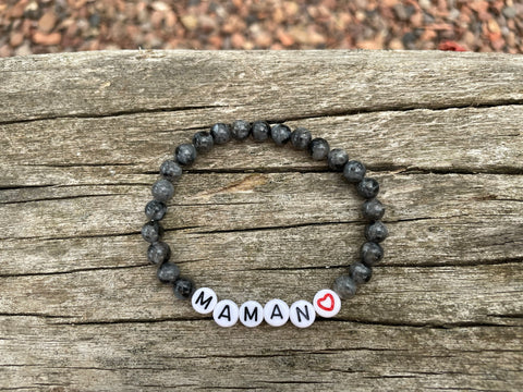 Bracelet élastique de Lithothérapie en Labradorite naturelle, Spécial Fête des Mères