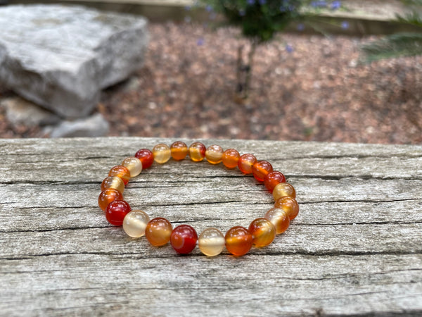Bracelet élastique de Lithothérapie en Cornaline, Made in France