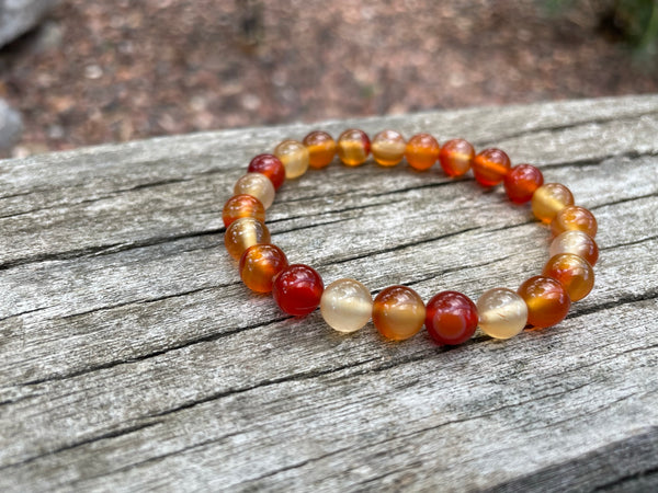 Bracelet élastique de Lithothérapie en Cornaline, Made in France