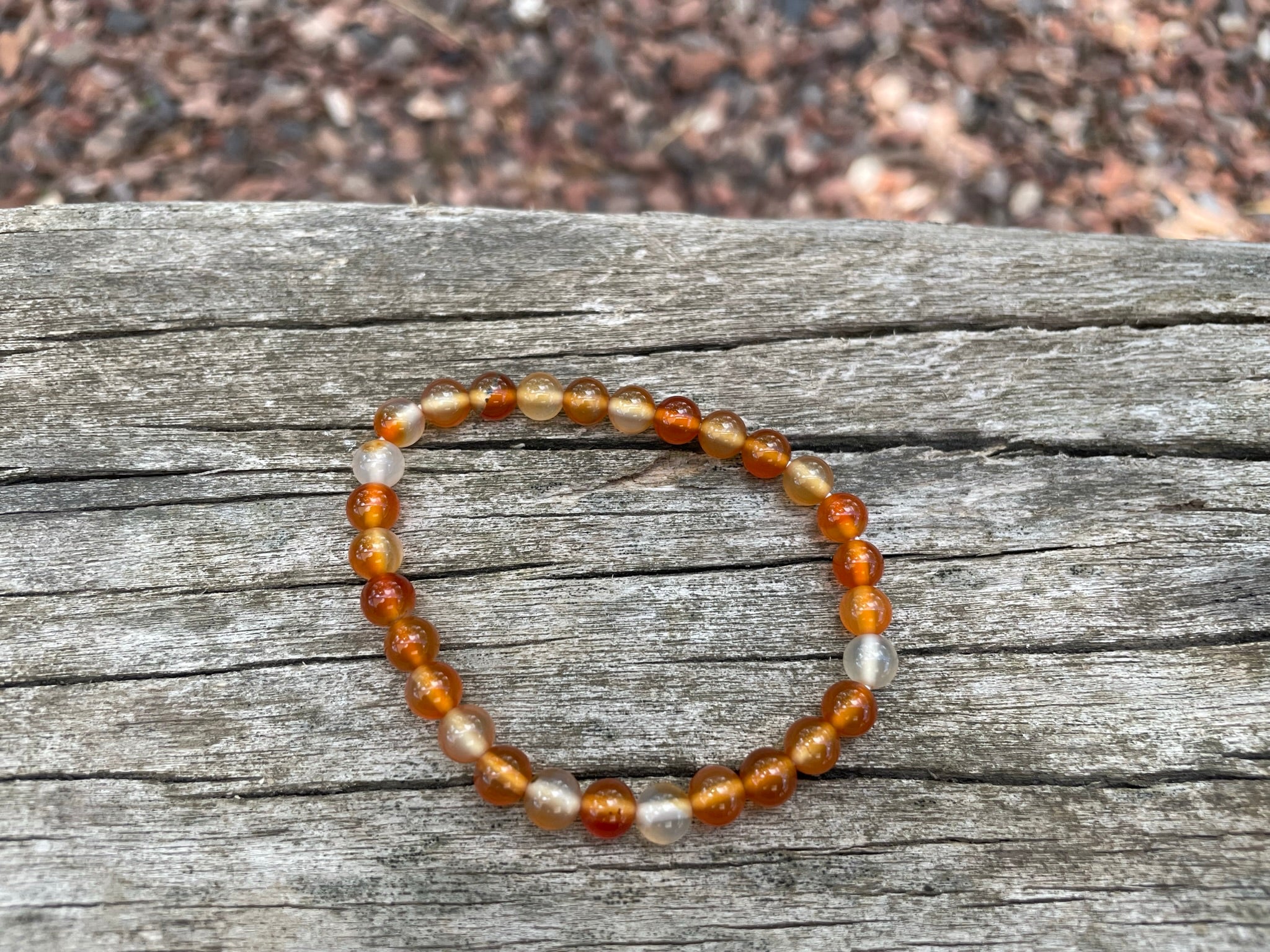 Bracelet élastique de Lithothérapie en Cornaline, Made in France