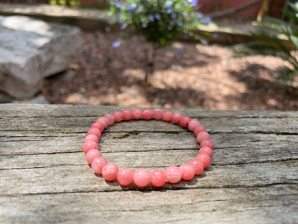 Bracelet élastique de Lithothérapie en Rhodochrosite naturelle, Made in France