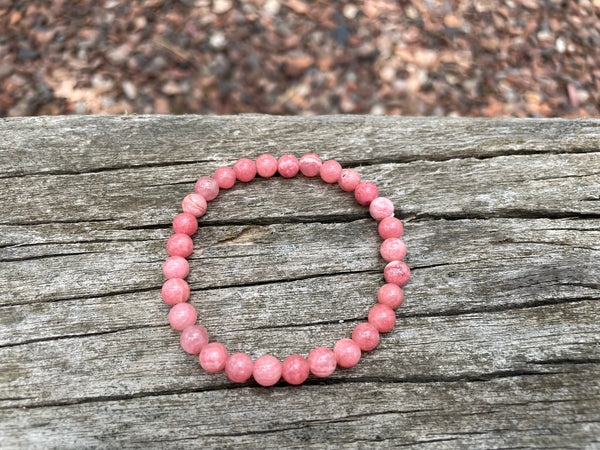 Bracelet élastique de Lithothérapie en Rhodochrosite naturelle, Made in France