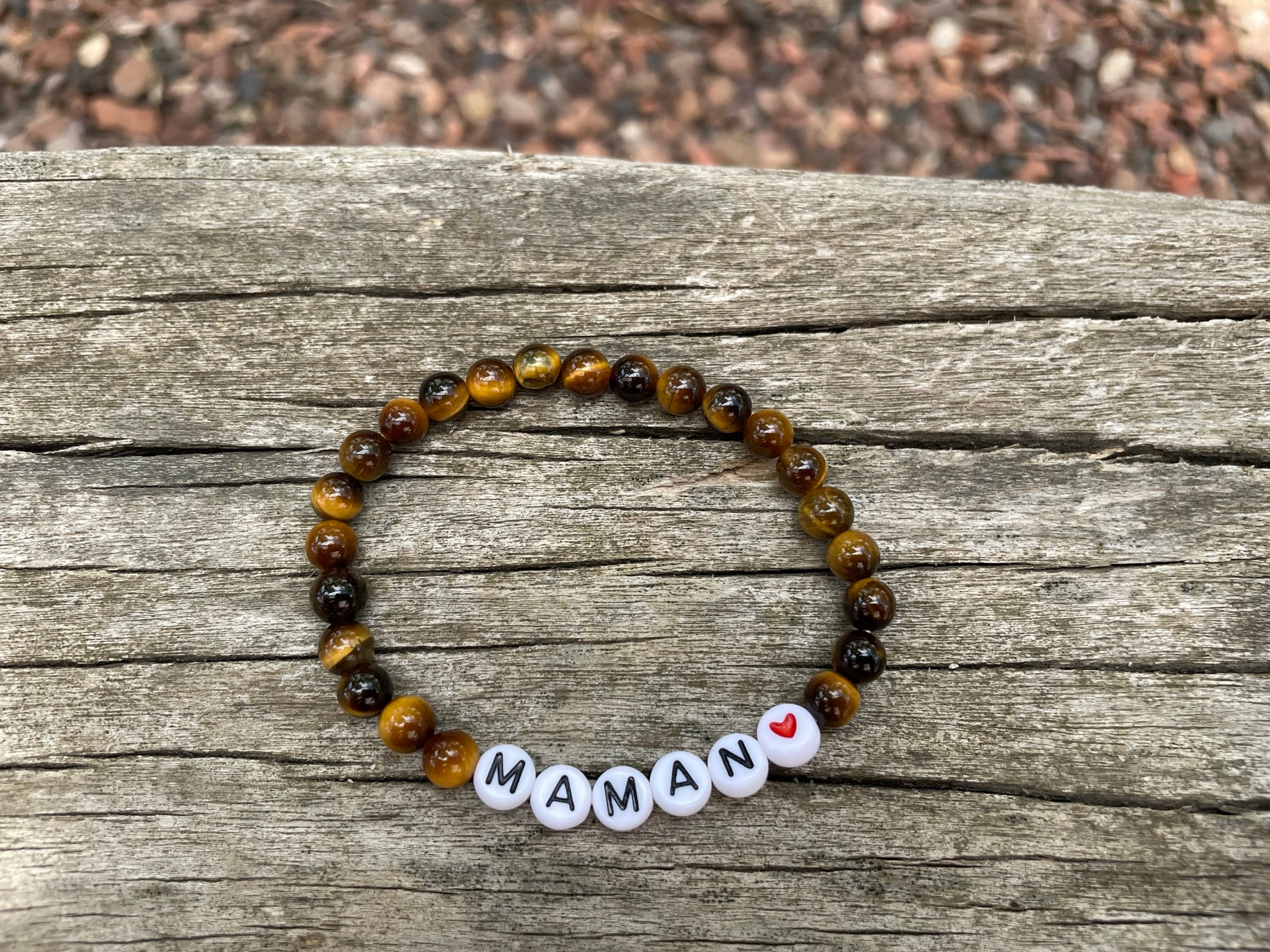 Bracelet élastique de Lithothérapie en Oeil de Tigre naturel, Spécial Fête des Mères
