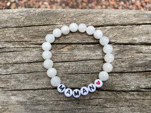 Bracelet élastique de Lithothérapie en Pierre de Lune naturelle, Spécial Fête des Mères