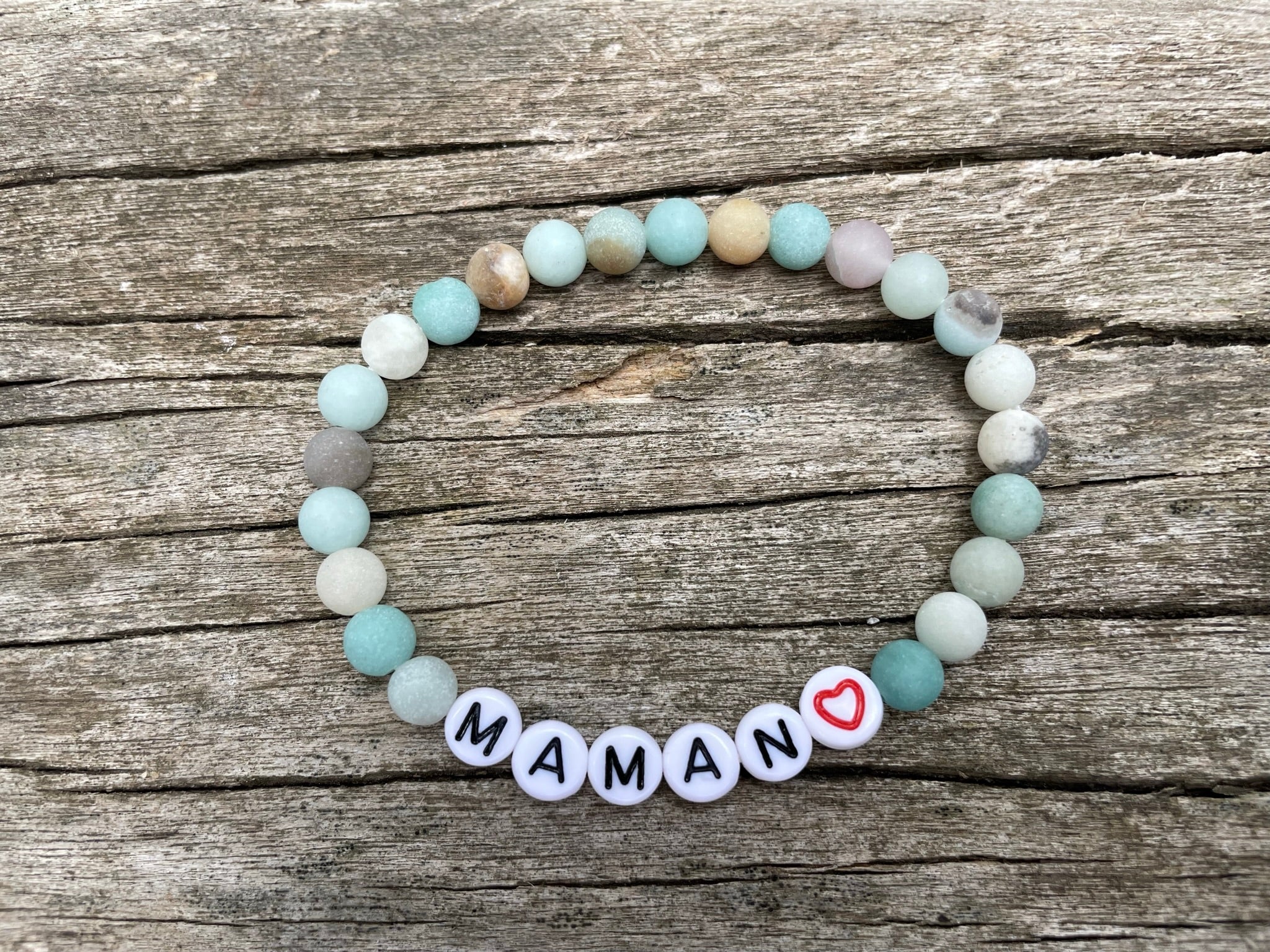 Bracelet élastique de Lithothérapie en Amazonite  naturelle, Spécial Fête des Mères