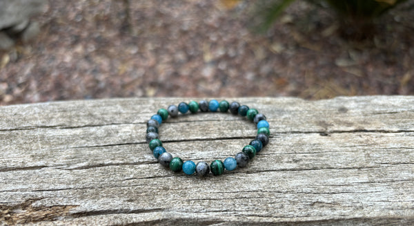Bracelet de lithothérapie en Malachite, Apatite et Labradorite