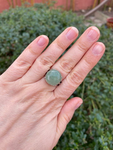 Bague réglable en Aventurine naturelle cabochon forme ronde