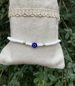 Chaîne de cheville en perles et Oeil Nazar Boncuk