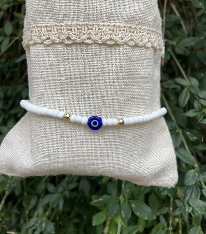 Chaîne de cheville en perles et Oeil Nazar Boncuk