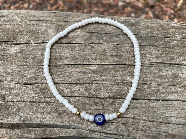 Chaîne de cheville en perles et Oeil Nazar Boncuk