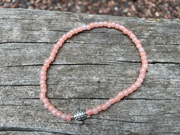 Chaîne de cheville en perles et tortue de mer