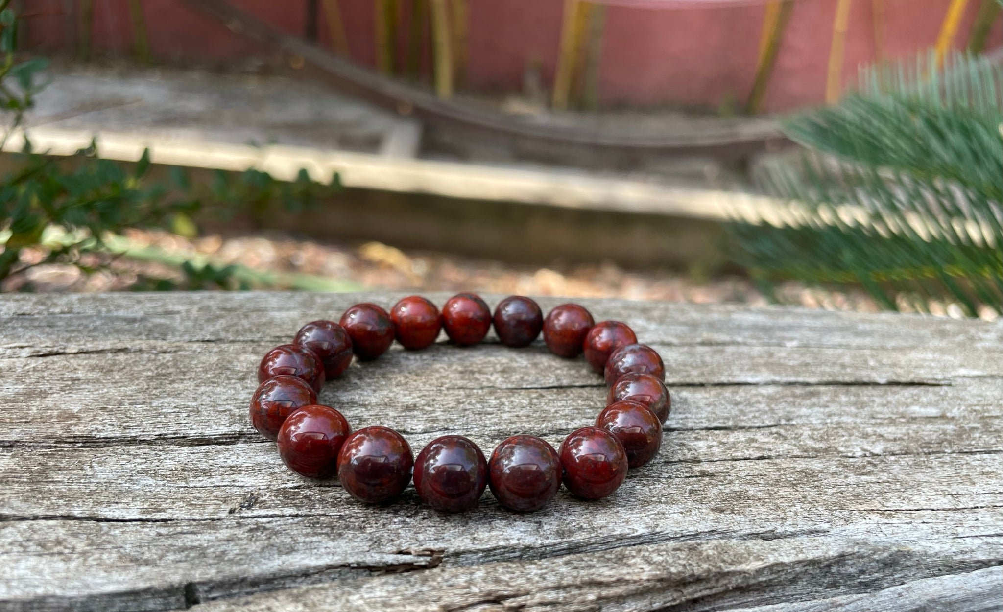 Bracelet élastique Lithothérapie en Jaspe Rouge