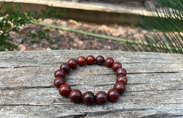 Bracelet élastique Lithothérapie en Jaspe Rouge