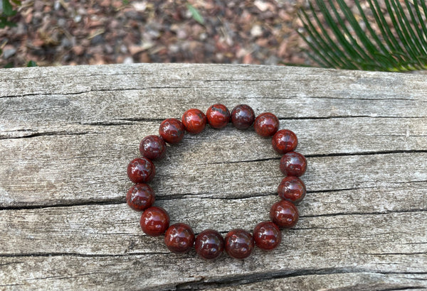 Bracelet élastique Lithothérapie en Jaspe Rouge