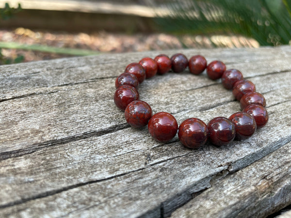 Bracelet élastique Lithothérapie en Jaspe Rouge