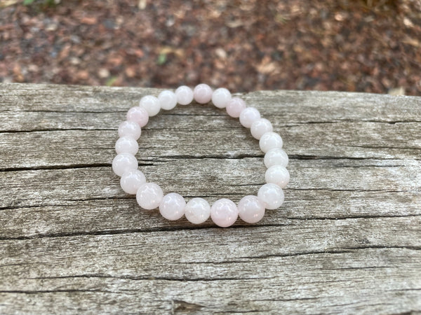 Bracelet élastique de Lithothérapie en Quartz Rose naturel