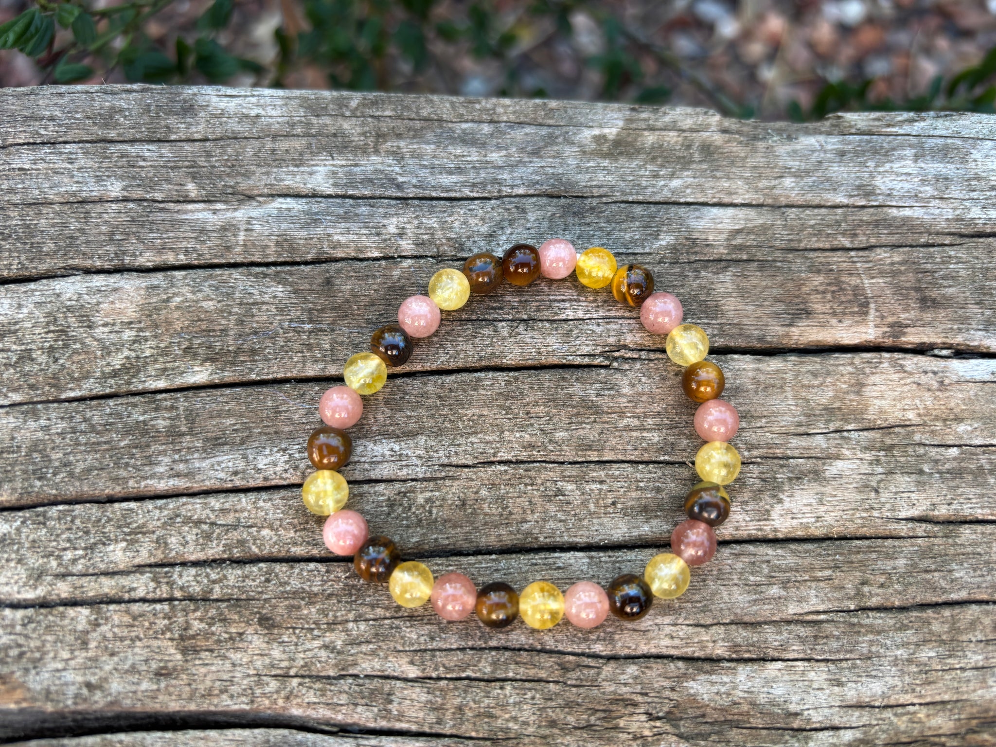 Bracelet spécial Confiance en soi en Citrine, Oeil de Tigre et Pierre du Soleil, Made in France