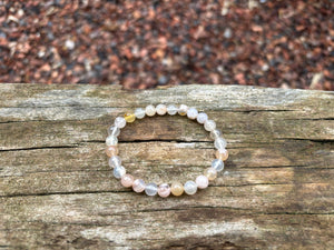 Bracelet élastique de Lithothérapie en Agate Fleur de Cerisier, Fleur de Sakura