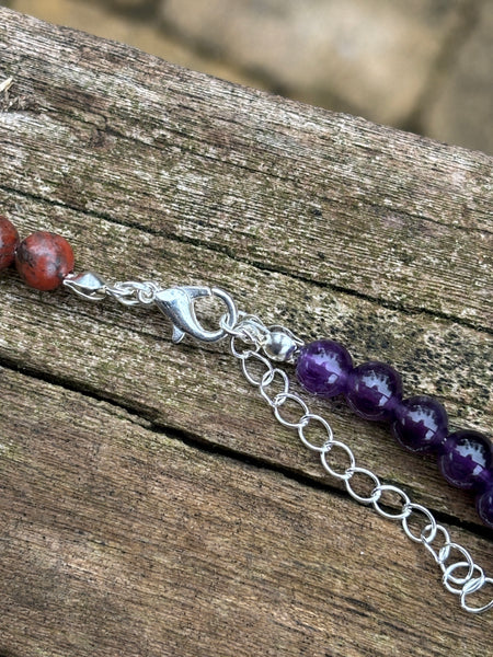 Collier 7 chakras en pierres semi-précieuses, perles de 6mm, Made in France