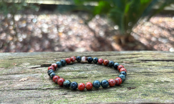 Bracelet élastique Lithothérapie en Jaspe bréchique et Jaspe Kambaba