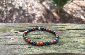 Bracelet élastique Lithothérapie en Jaspe bréchique et Jaspe Kambaba