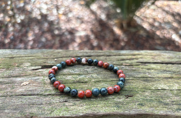Bracelet élastique Lithothérapie en Jaspe bréchique et Jaspe Kambaba