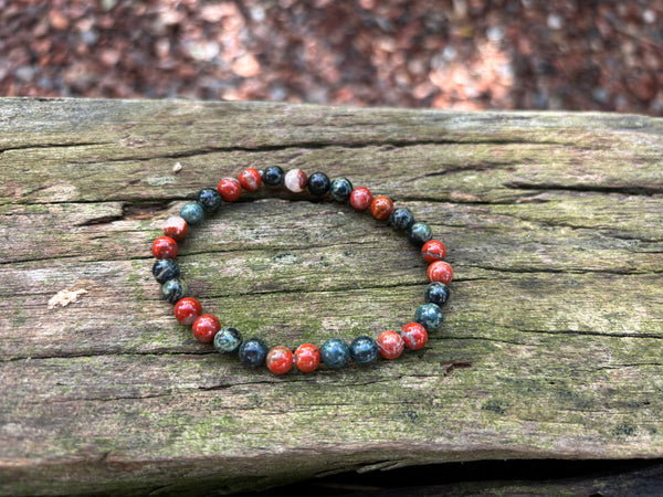 Bracelet élastique Lithothérapie en Jaspe bréchique et Jaspe Kambaba