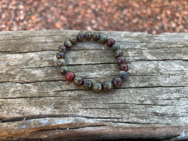 Bracelet élastique Lithothérapie en Jaspe Sang de dragon