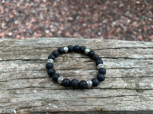 Bracelet élastique de Lithothérapie en Pierre de Lave