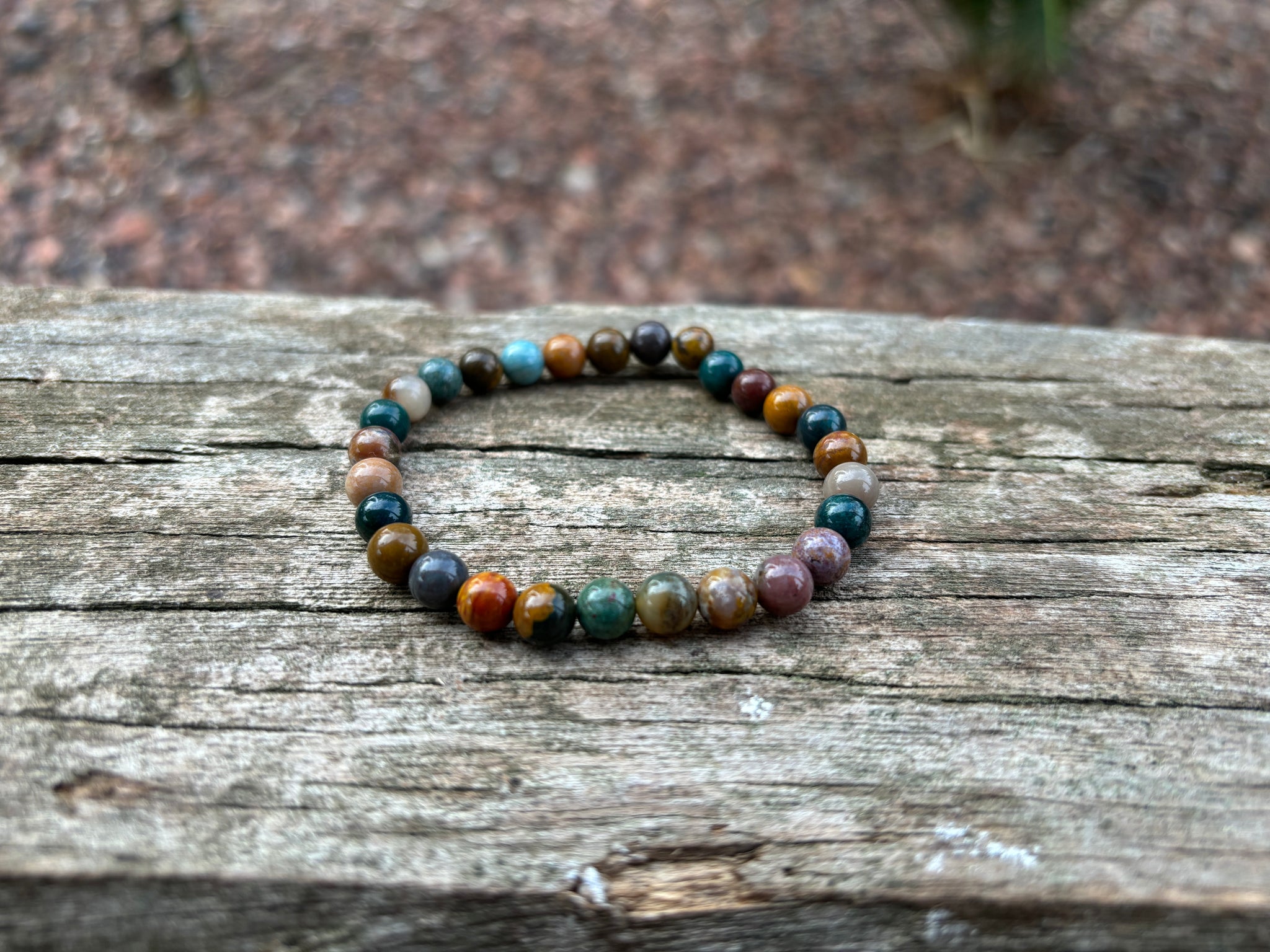 Bracelet élastiqué de Lithothérapie, perles en Agate indienne naturelle, made in France
