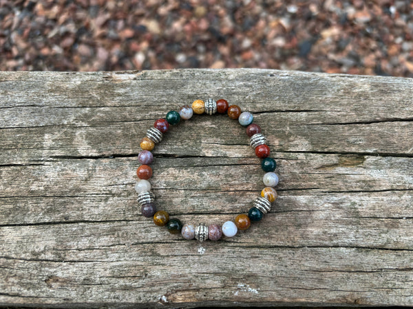 Bracelet élastiqué de Lithothérapie, perles en Agate indienne naturelle, made in France