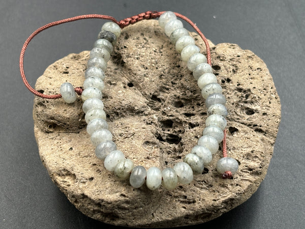 Bracelet Shamballa ajustable, perles en Labradorite naturelle
