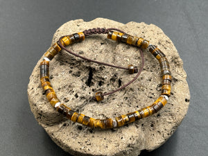 Bracelet Shamballa ajustable, perles en oeil de tigre naturel