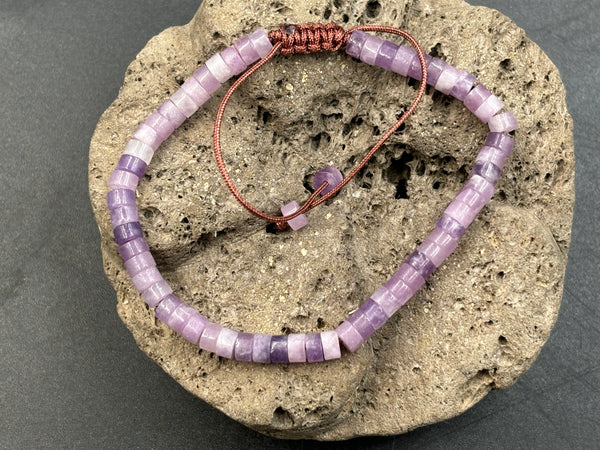 Bracelet Shamballa ajustable, perles en Améthyste naturelle