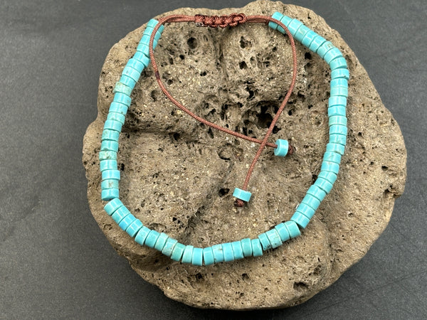 Bracelet Shamballa ajustable, perles en Howlite Turquoise naturelle