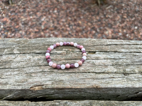Bracelet spécial concentration en Lépidolite, Rhodochrosite et Quartz Rose