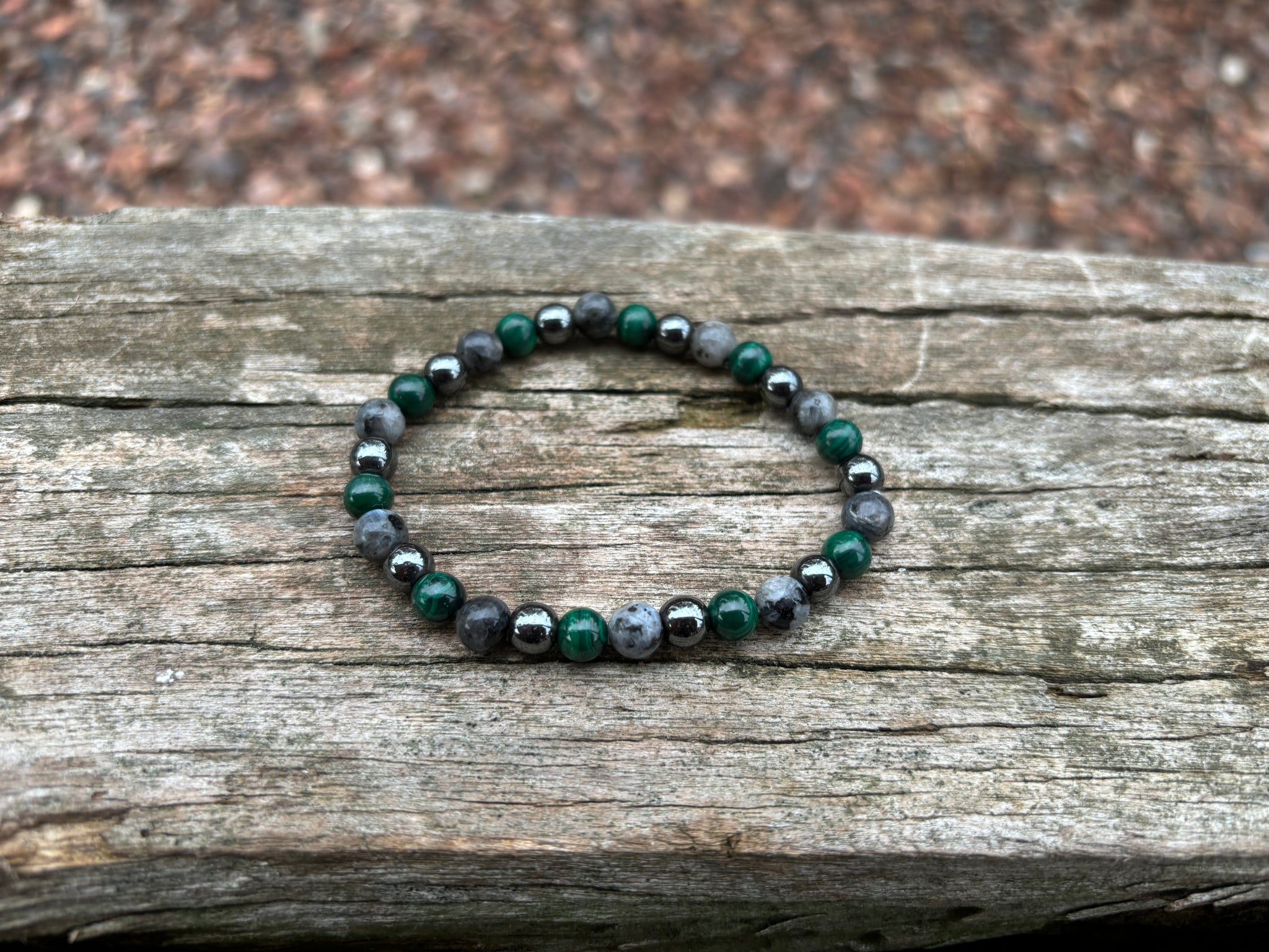 Bracelet spécial équilibre et bien-être en Malachite, Hématite et Labradorite, Made in France