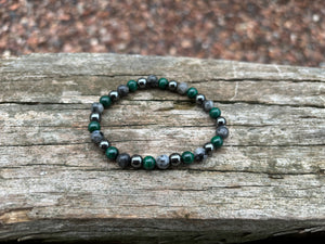 Bracelet spécial équilibre et bien-être en Malachite, Hématite et Labradorite, Made in France