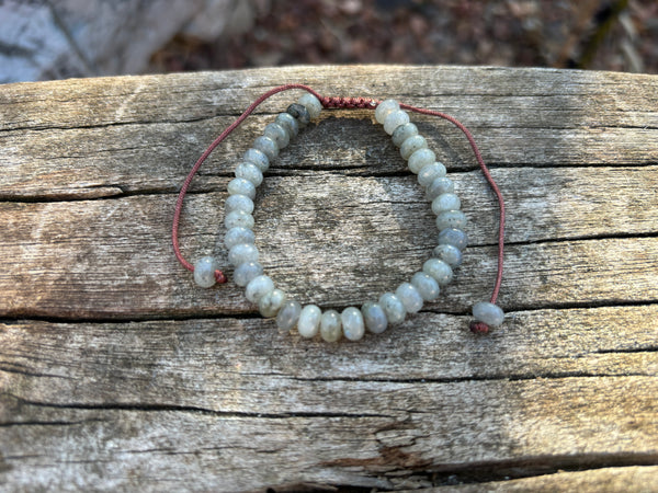 Bracelet Shamballa ajustable, perles en Labradorite naturelle