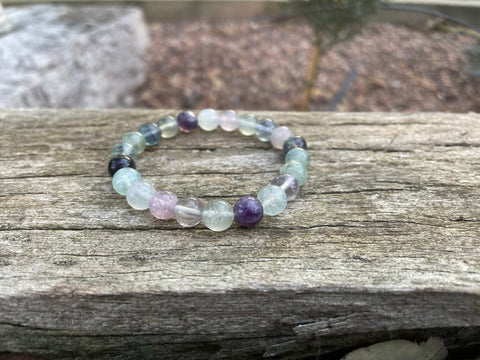 Bracelet élastique de Lithothérapie en Fluorite ou Fluorine