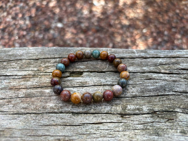 Bracelet élastiqué de Lithothérapie, perles en Agate indienne naturelle, made in France